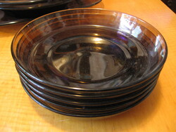 Füst színű üveg főzelékes tányér
