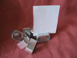 8 pcs stainless, matte metal business card-holder napkin rings
