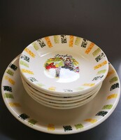 Vintage C.M.S. porcelán 7db-os spagettis tányér szett 1990-es évek Made in Italy!