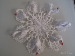 Lace - 3 d - swan - 23 cm - hand crochet - flawless