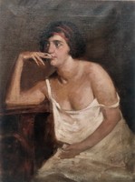 Glatter Ármin (1861 - 1933):  Cigarettázó nő