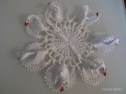 Lace - 3 d - swans - 26 cm - hand crocheted - perfect