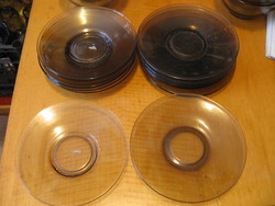 Smoke-colored glass small plates 2x7 pcs