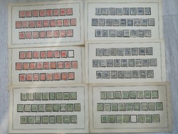 1900-1916, Bélyegtervek piros/zöld/kék színű próbanyomatai. Tull Ö., Háry Gy., Böhm J stb.148db!