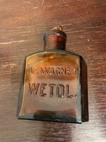 Dr Wagner Wetol sebolaj. Régi  patika üvegben,eredeti olajjal.11x6 cm.