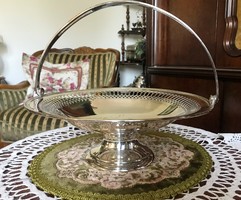 A lavish, marked, old, silver-plated, pierced-edged, large, serving bowl