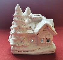 Karácsonyi porcelán mécsestartó házikó ház dekoráció falu