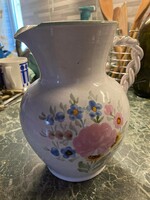 Glazed ceramic wicker jug with twisted ears