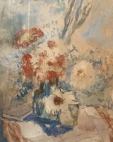 Flower still life with watercolor - plum margit