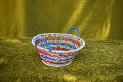 Retro wire basket, small braided basket decoration 17 x 7 cm + ears