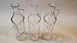 3 pcs. Biedermeier, glass bottle with handle., Pitcher.