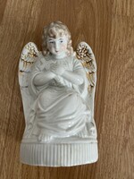 Antik porcelán angyal szobor kereszttel.