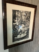 Jenő Remsey, a unique copper engraving without a serial number in a café in Paris