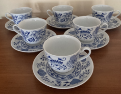 Bohémia hagymamintás porcelán tea,- kávés készlet, kék (1)
