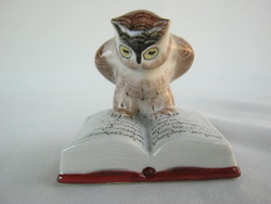 Retro ... Kőbányai Drasche porcelán figura nipp könyvön ülő bölcs bagoly