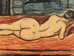 Christian rohlfs - lying female nude - scratch canvas reprint