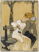 Juan gris - flirting on the bench - reprint canvas reprint
