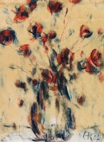 Christian rohlfs - poppies in a blue vase - reprint canvas reprint