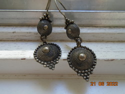 Antique tribal earrings with oxidized silver-plated textured twisted cone shape