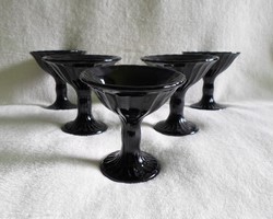 Glass with black glass base, 5 goblets