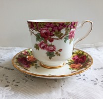 Royal Stafford rózsás kávés csésze Royal Albert alj
