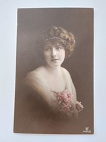 Old postcard 1916 photo postcard lady