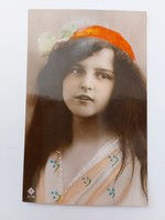 Régi képeslap 1908 fotó levelezőlap kislány