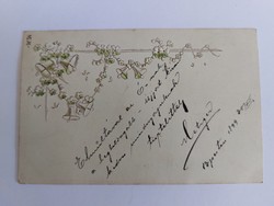 Old embossed postcard 1899 postcard with garland bells