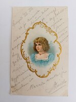 Régi dombornyomott képeslap 1901 levelezőlap kislány