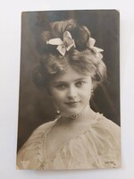 Old postcard 1909 photo postcard lady