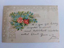 Old floral postcard 1901 postcard with roses forget-me-not