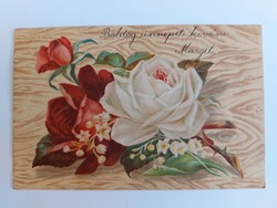 Old floral postcard postcard with rose lilies of the valley