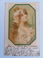 Régi képeslap 1902 levelezőlap hölgy