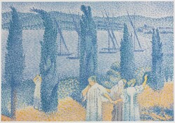 Henri-edmond cross - promenade with citrus - reprinted canvas reprint