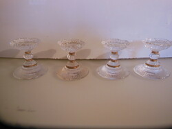Candle holder - 4 pcs - marked - gold-plated - 6 x 6 cm - exclusive - glass - German - flawless