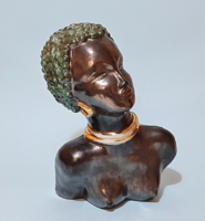 Izsépy - art deco kerámia afrikai női büszt