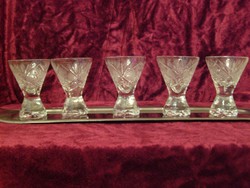 Art deco crystal polished liqueur with flawless rarity .5-Piece tray