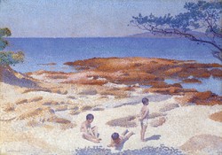 Henri-Edmond Cross - Gyerekek a strandon - vakrámás vászon reprint
