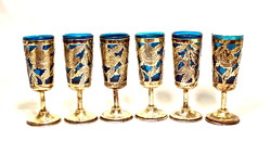 Silver liqueur glass set with blue glass insert!