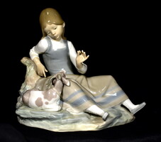 Lladro! Girl with a goat ... Rare large porcelain statue!
