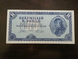 Százmillió B-Pengő 1946 Hajtatlan MINTA bankjegy!