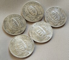 1 pengö érmék 1937, 1938, 1939, 1926, 1927