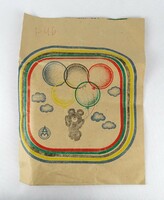 1J592 Misha bear paper bag advertising relic 1980 Moscow Olympic mascot