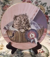 Cat porcelain plate, kitten decorative plate 2. (L2682)