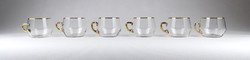 1J578 old gilded glass cup set 6 pieces