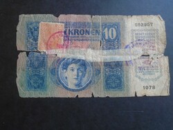17 92 - Tíz korona  1915 /1919 -es   SHS bélyeg és  felülbélyegzés