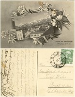 Régi képeslap - Villach mit Karavanken 1909