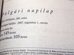 2007 August 1 / Hungarian nation / for birthday!? Original newspaper! No.: 22423