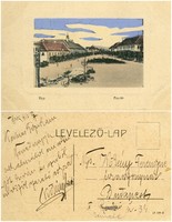 Old postcard - Vác market square 1913