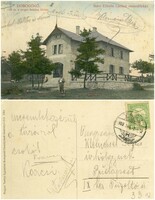 Old postcard - podium stone shelter 1909
